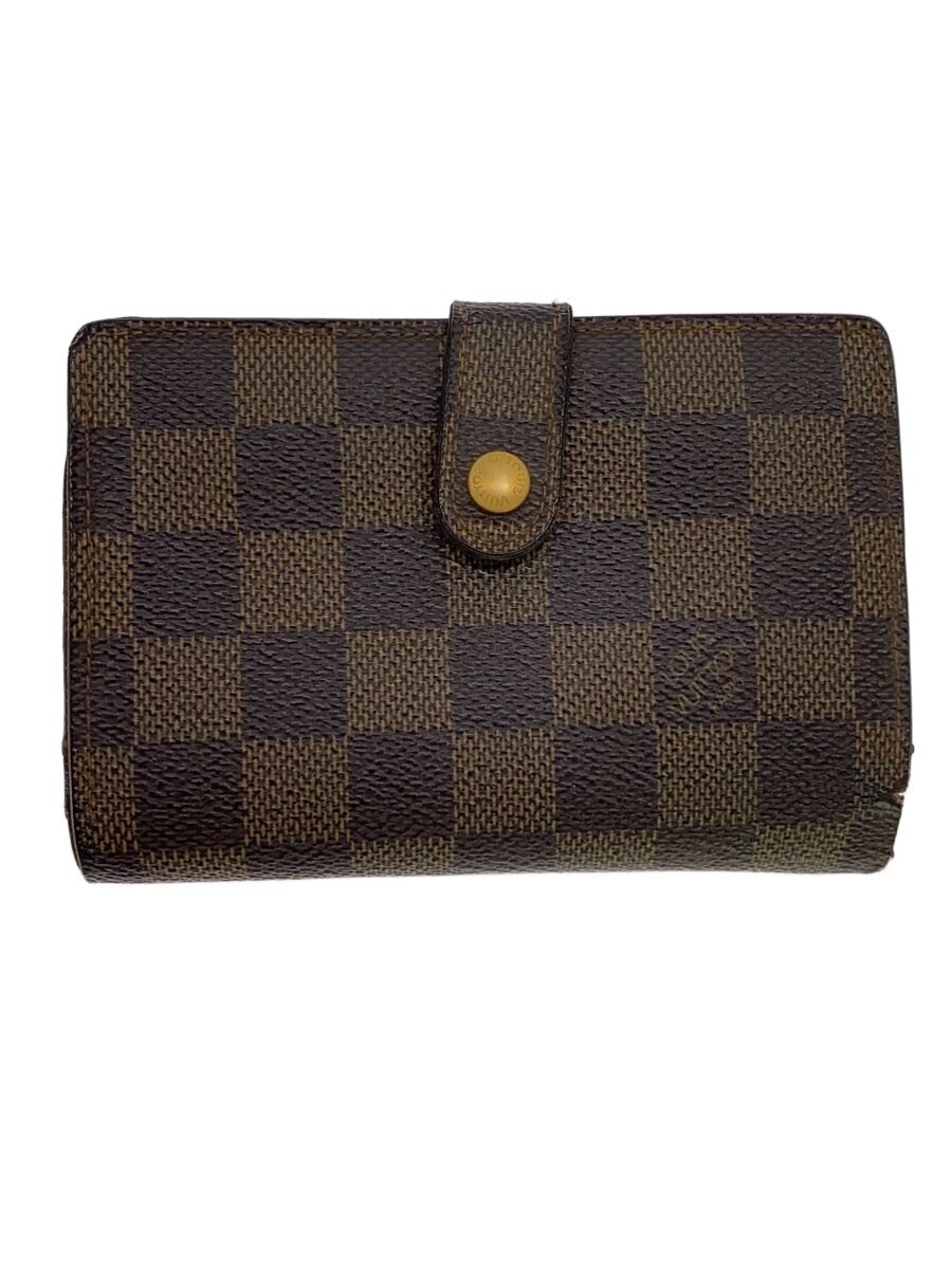 【中古】LOUIS VUITTON◆ポルト・モネ・ビエ・ヴィエノワ_ダミエ・エベヌ/PVC/BRW/レディース【服飾雑貨他】