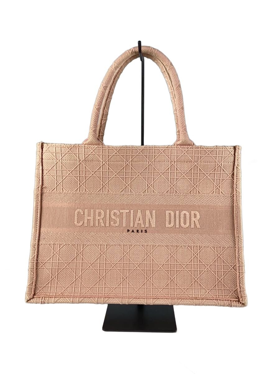 【中古】Christian Dior◆ブックトート/カナージュ/トートバッグ/帆布/PNK【御徒面子】