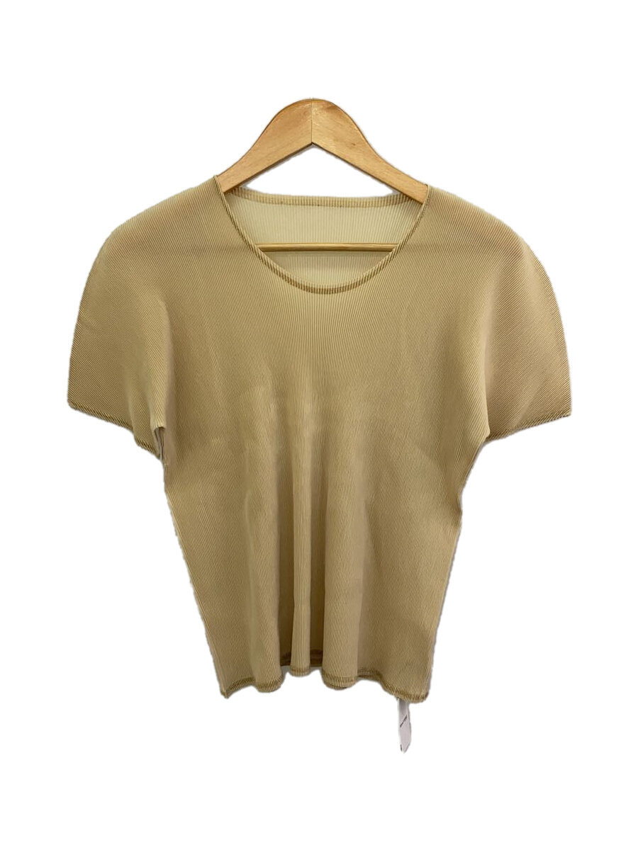 【中古】PLEATS PLEASE ISSEY MIYAKE◆半袖カットソー/3/ポリエステル/BEG/fk302//【レディース御召しもの】