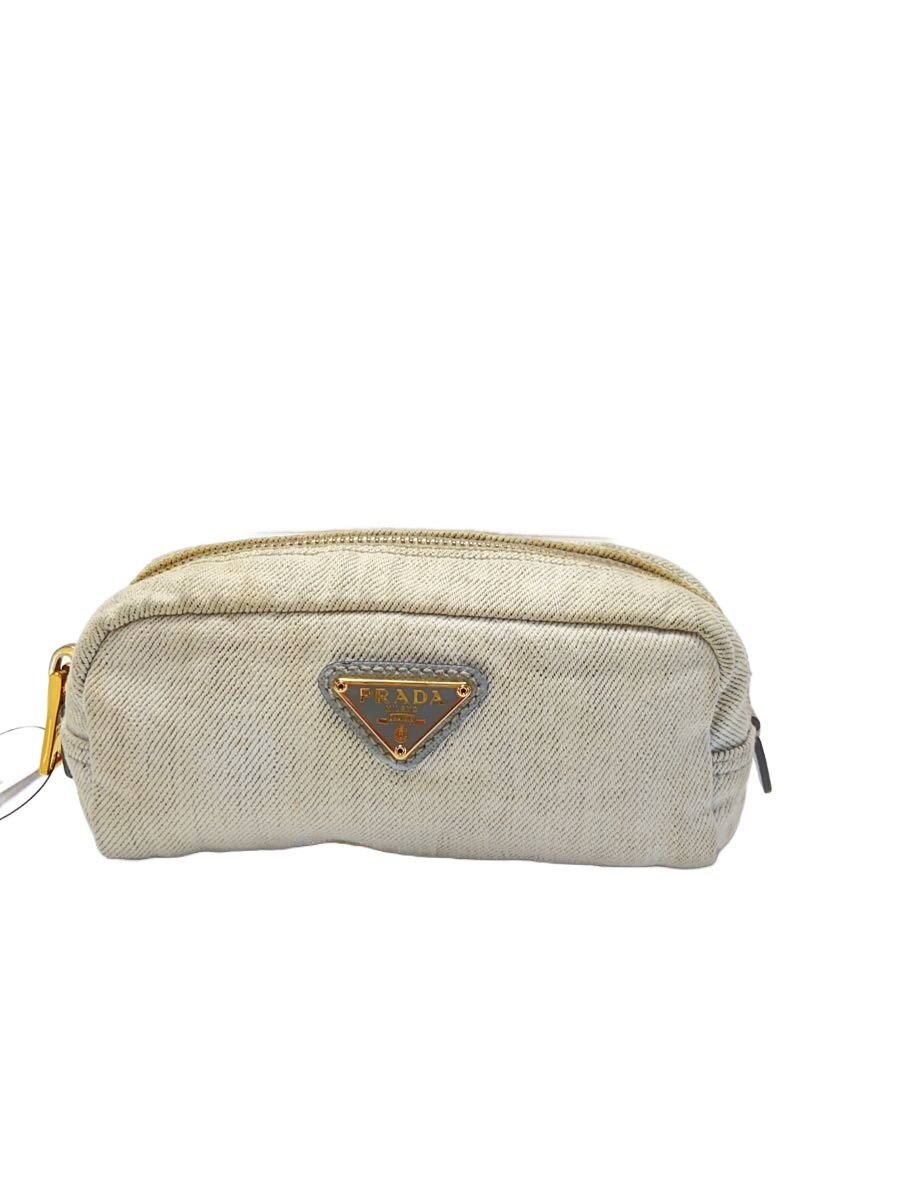 【中古】PRADA◆合切袋/--/GRY/総柄【御徒面子】