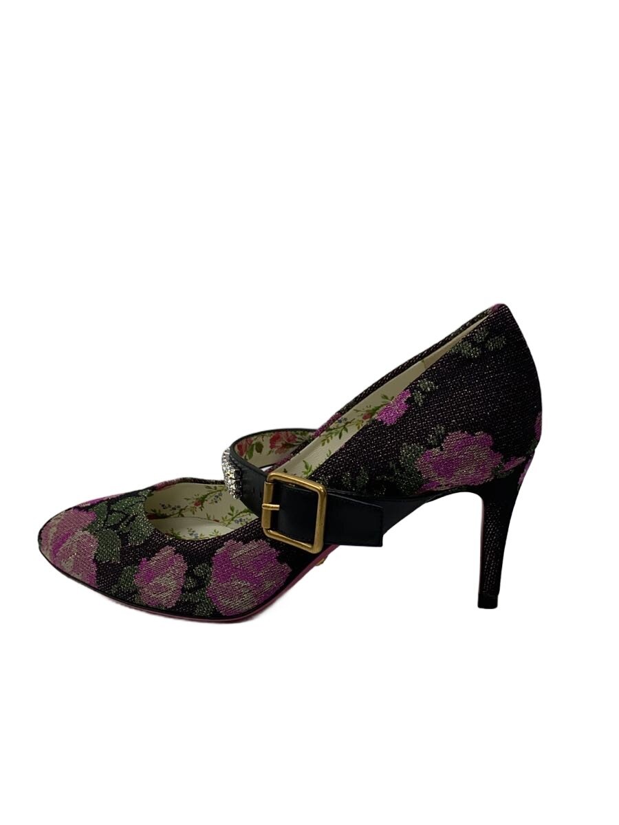 【中古】GUCCI◆ラインストーンストラップパンプス/36.5/BLK/494234【シューズ】
