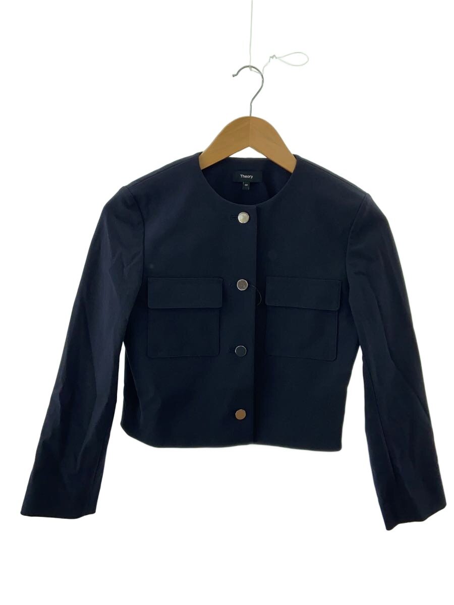 【中古】theory◆Neoteric Twill LS Patch JKT/0/綿織物/NVY/01-4104110-898-698【レディース御召しもの】