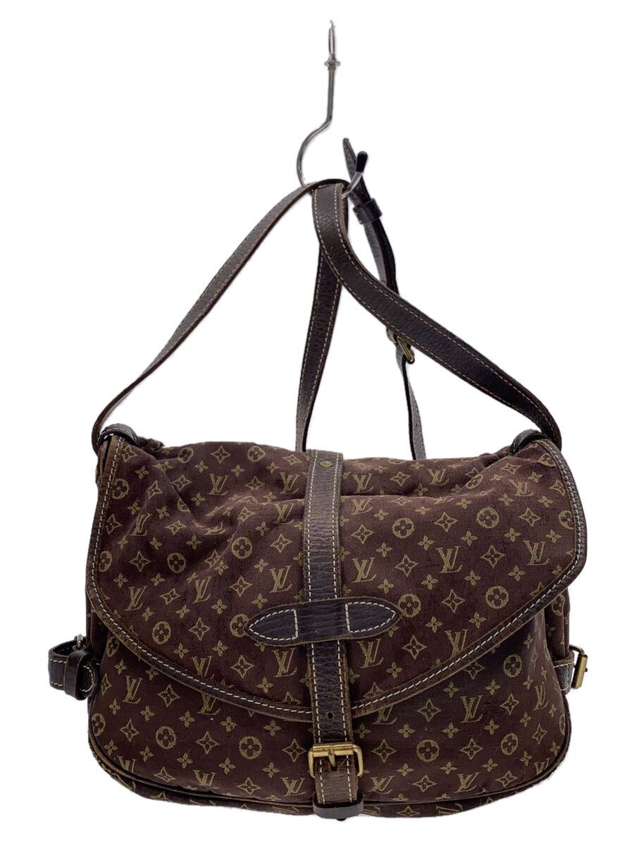 【中古】LOUIS VUITTON◆ソミュール30_モノグラム・ミニ・幽客_BRW/帆布/BRW/総柄【御徒面子】