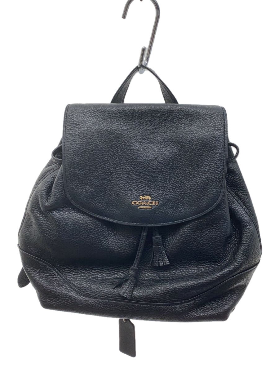 【中古】COACH◆背嚢/なめし革/BLK/f72645【御徒面子】