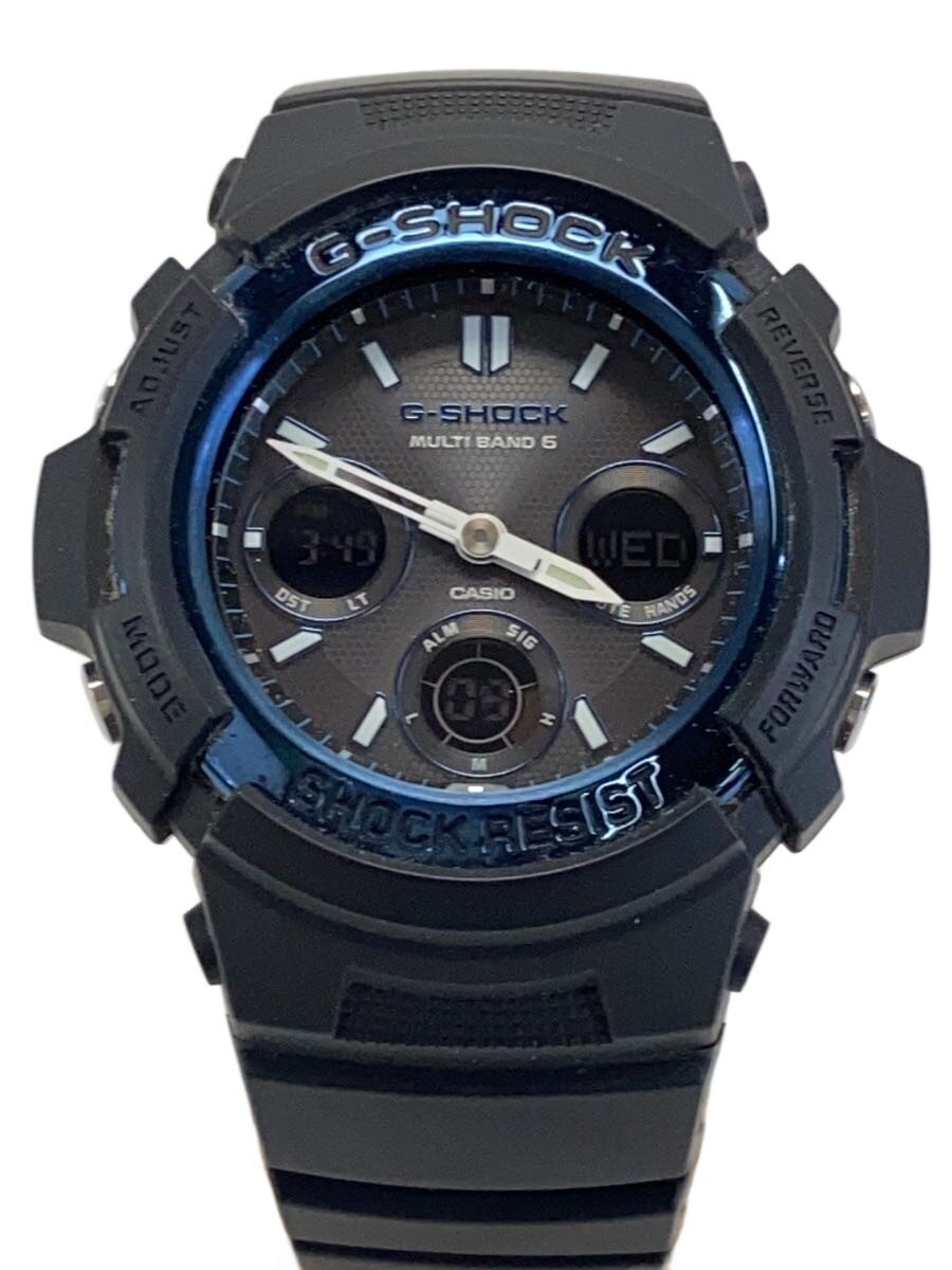 【中古】CASIO◆ソーラーウオッチ・G-SHOCK/デジアナ/BLK/黒いこと/黒【服飾雑貨他】