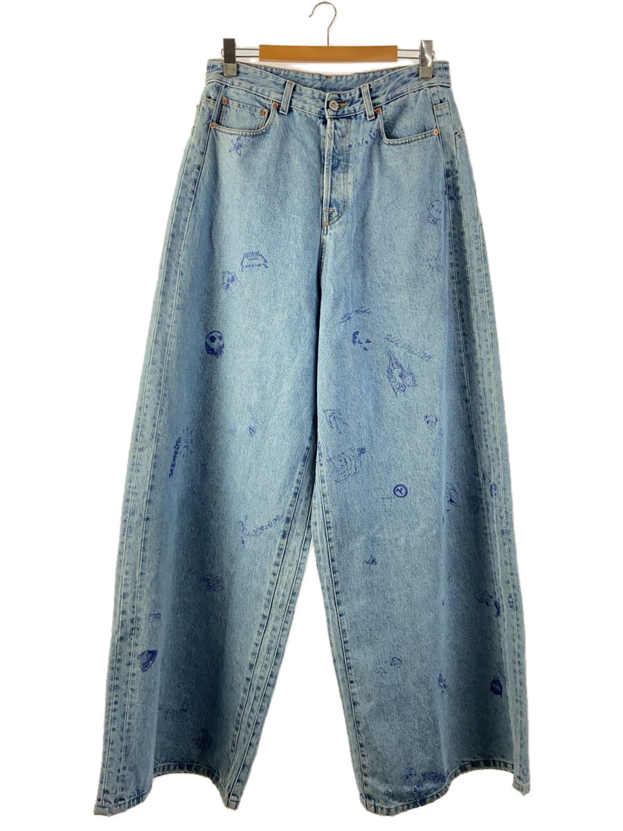 【中古】VETEMENTS◆グラフィックワイドジーンズ/UE54PA160N/下つ方/32/綿織物/BLU//【メンズウェア】