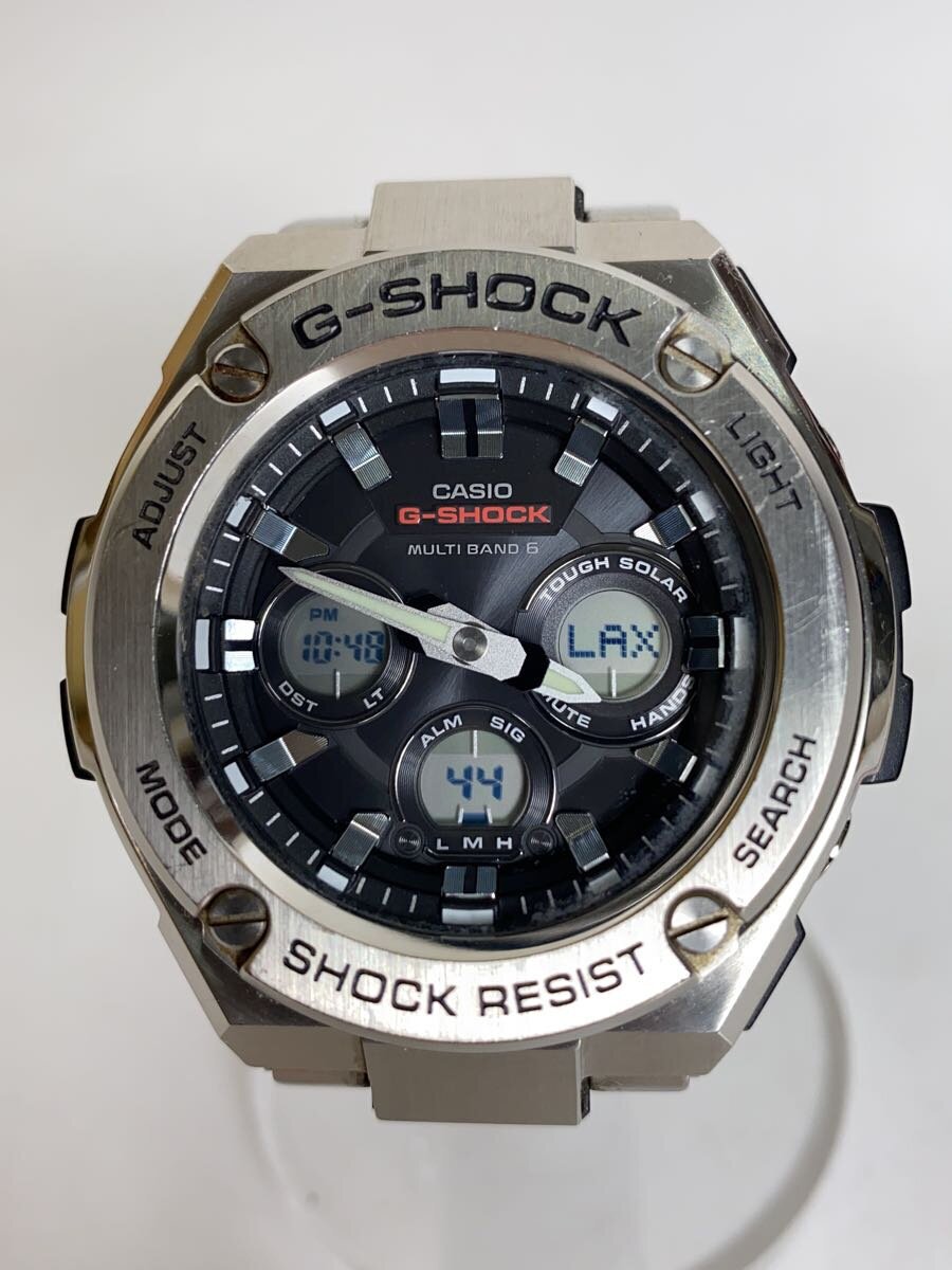 【中古】CASIO◆ソーラーウオッチ・G-SHOCK/デジアナ/ステンレス鋼/BLK【服飾雑貨他】