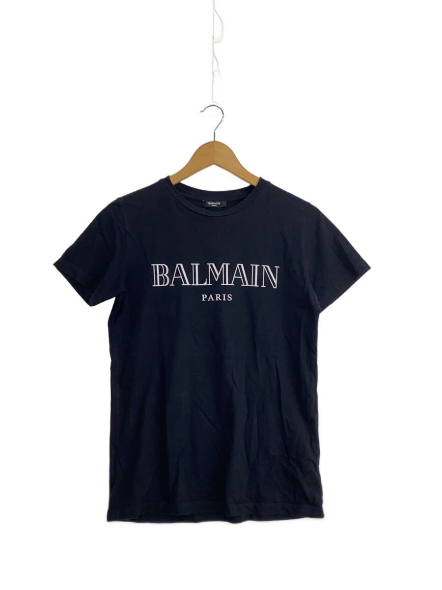 【中古】BALMAIN◆半袖カットソー/14/綿織物/黒いこと/無地/BKUXV001/ロゴタイプT//【レディース御召しもの】