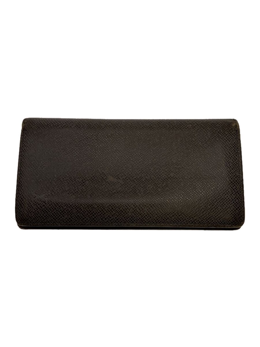 【中古】LOUIS VUITTON◆ポルト・フォイユ・ブラザ_タイガ_GRY/レザー/GRY/メンズ【服飾雑貨他】