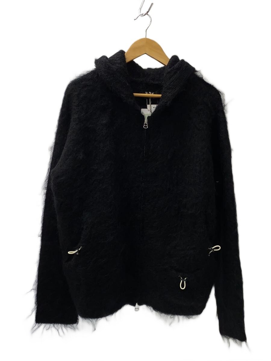 【中古】FAF◆MOHAIR HOODIE/ジップパーカー/1/ナイロン/モヘヤ紺/編み物/BLK/無地/3341302【メンズウェア】