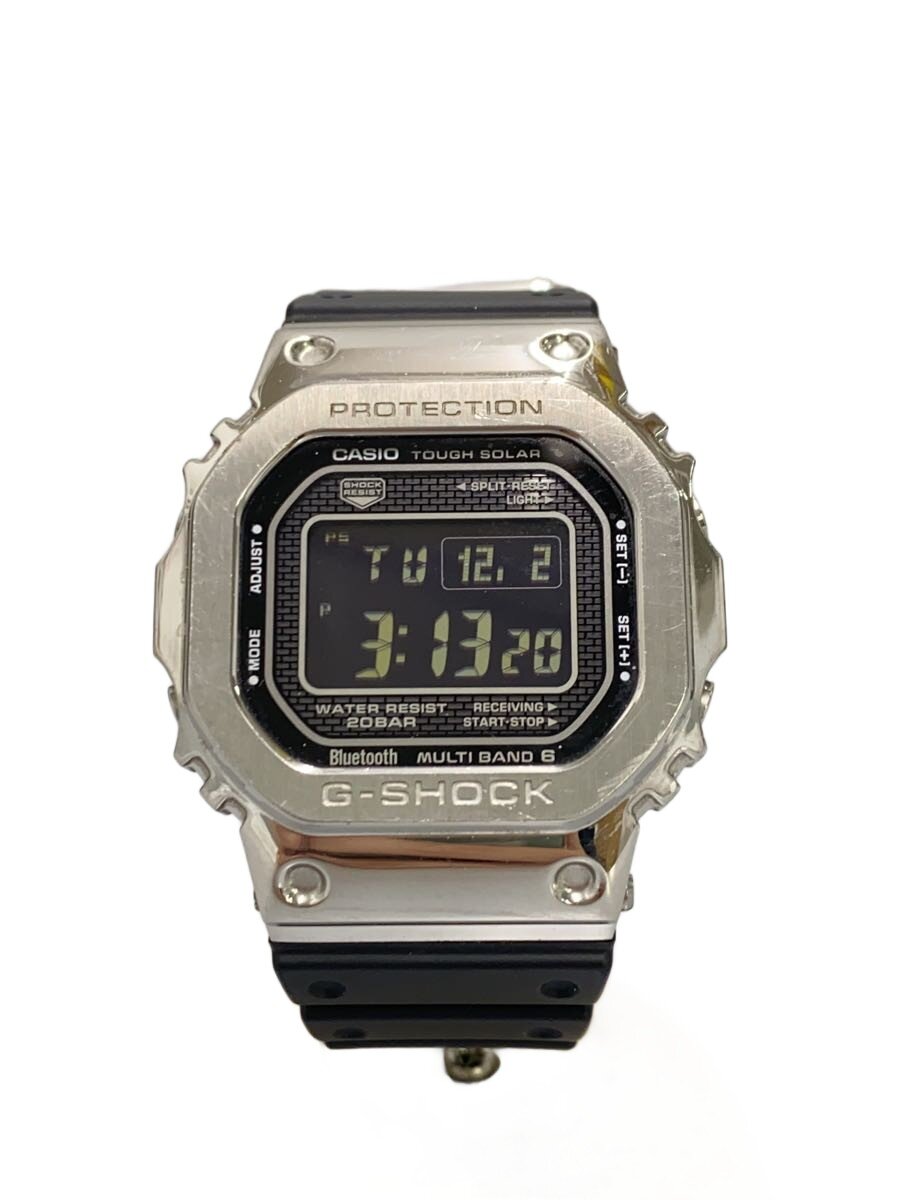 【中古】CASIO◆ソーラーウォッチ・G-SHOCK/デジタル/思われ人/SLV/BLK【服飾雑貨他】