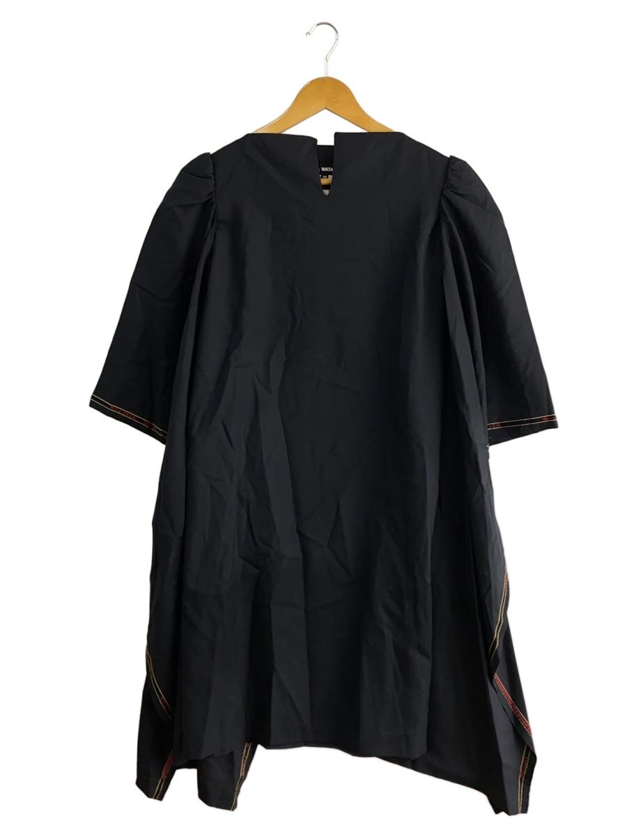【中古】JUNYA WATANABE COMME des GARCONS◆パフドレープスリーブスキッパーワンピース/XS/羊毛/BLK/JK-O036/AD2022//【レディース御召しもの】