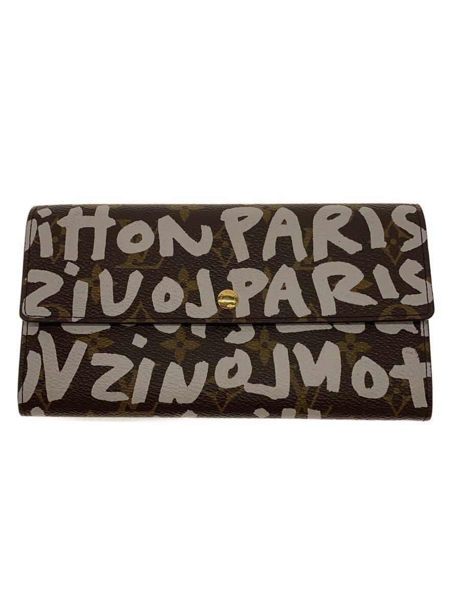 【中古】LOUIS VUITTON◆ポシェット・ポルト・モネ・クレディ_モノグラム・グラフィティ/PVC/BRW/レディース【服飾雑貨他】