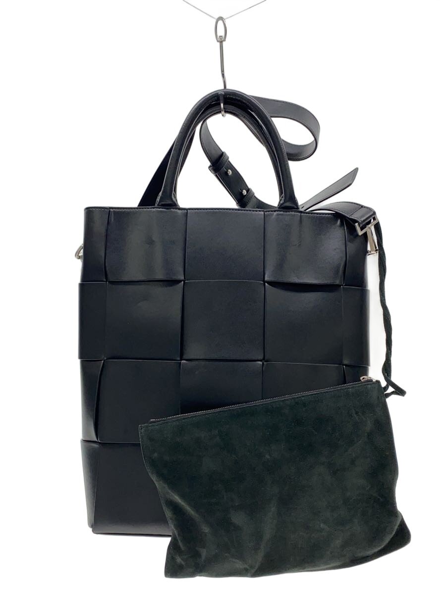 【中古】BOTTEGA VENETA◆トートバッグ/なめし革/BLK/無地/710137//【御徒面子】