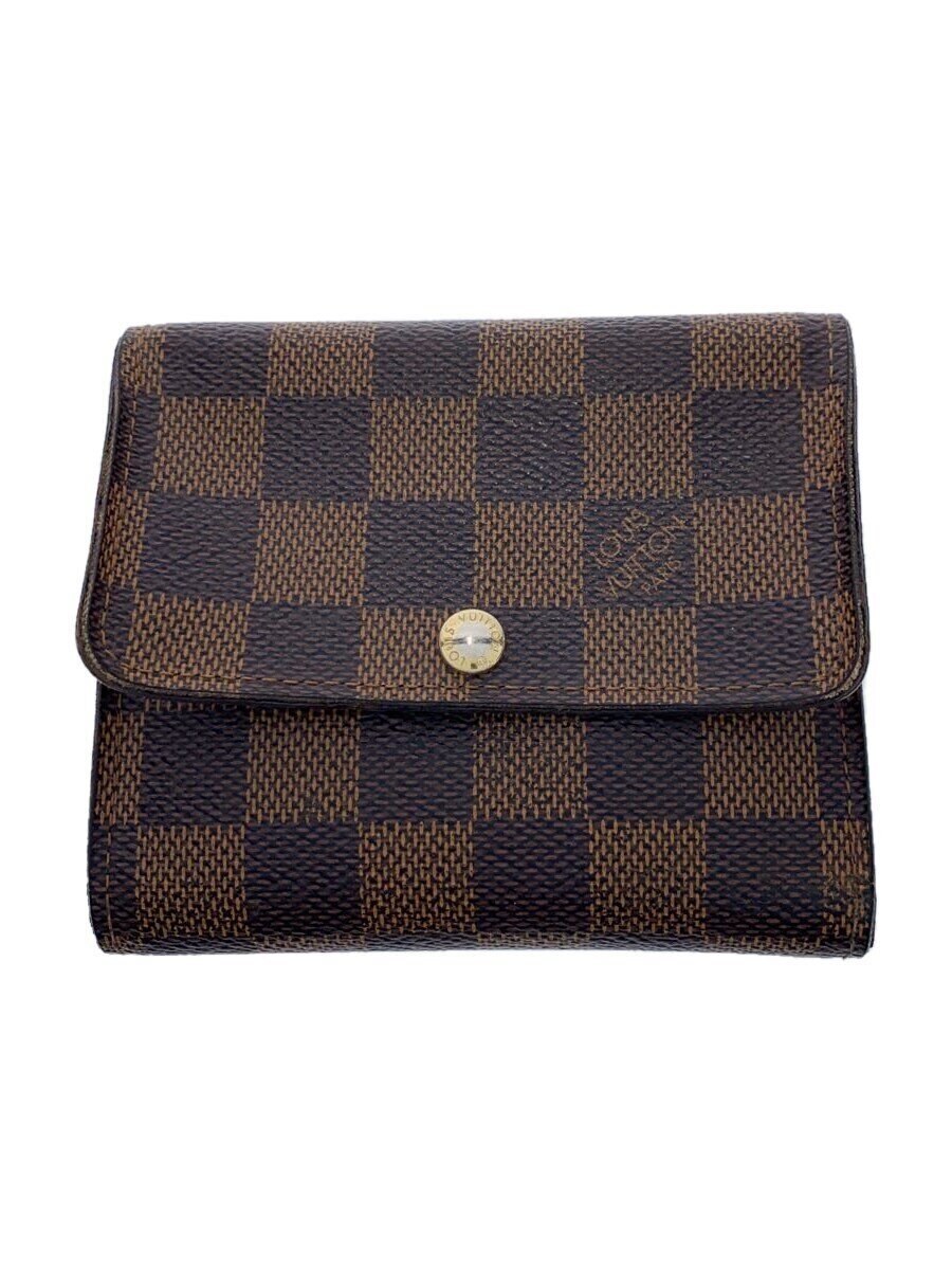 【中古】LOUIS VUITTON◆ポルト・フォイユ・アナイス_ダミエ・エベヌ_BRW/PVC/BRW/レディース【服飾雑貨他】