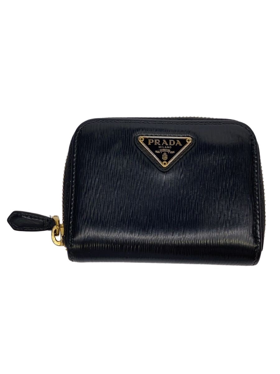 【中古】PRADA◆コインケース/なめし革/BLK/無地/レディース【服飾雑貨他】