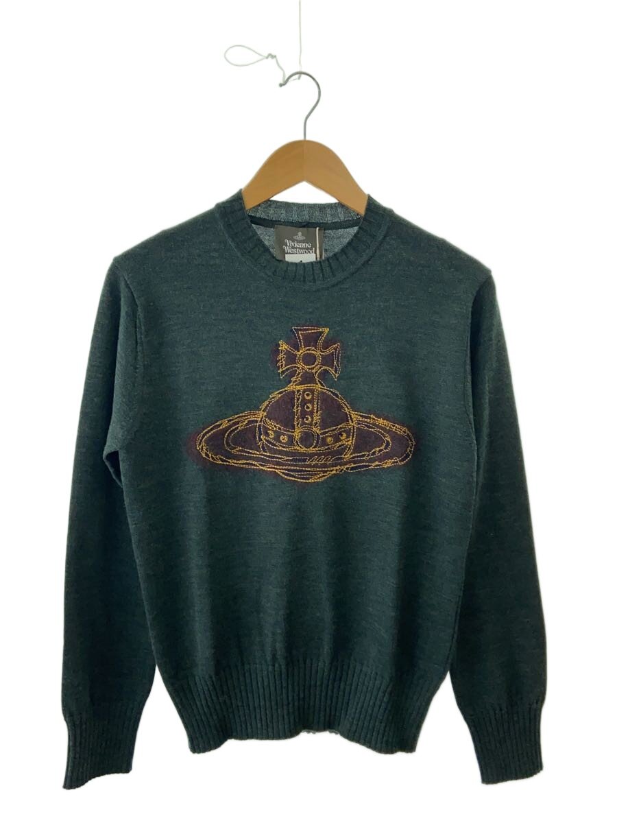 【中古】Vivienne Westwood MAN◆オーブ刺しゅう/編み物・スウェーター(薄っぺら)/44/羊毛/GRN/VW-LK-71487【メンズウェア】