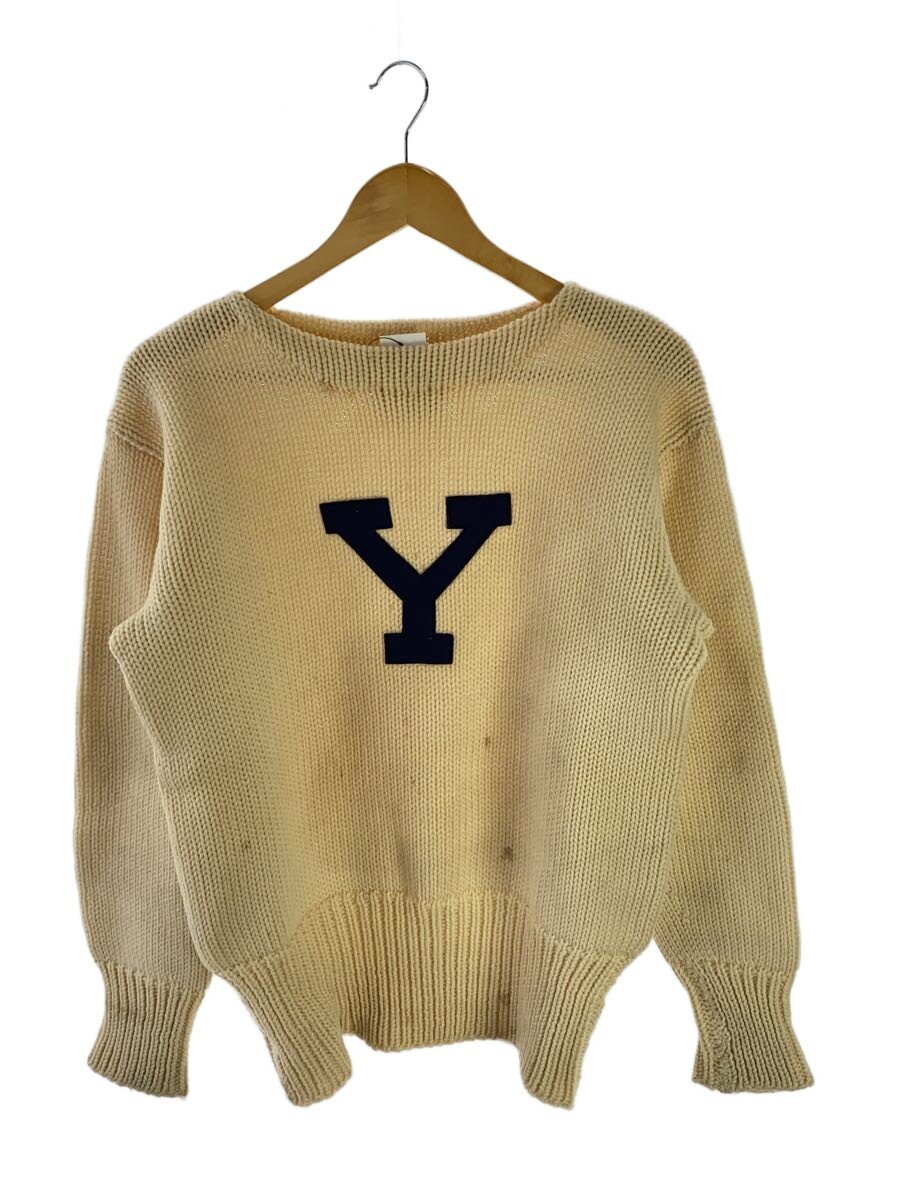 【中古】Stadium◆50s頃/Y/YALE/レタード/編み物・スウェーター(朦々たる)/S/羊毛/CRM【メンズウェア】