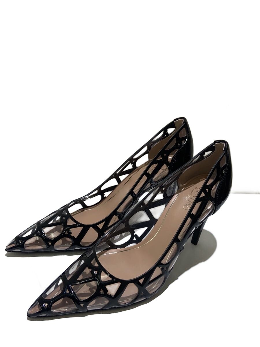 【中古】VALENTINO GARAVANI◆パンプス/37.5/BLK/エナメル【シューズ】
