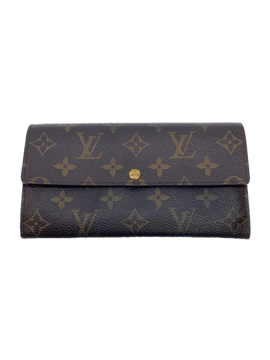 【中古】LOUIS VUITTON◆1)ポルト・フォイユ・サラ_モノグラム・キャンバス_BRW/PVC/BRW/メンズ【服飾雑貨他】