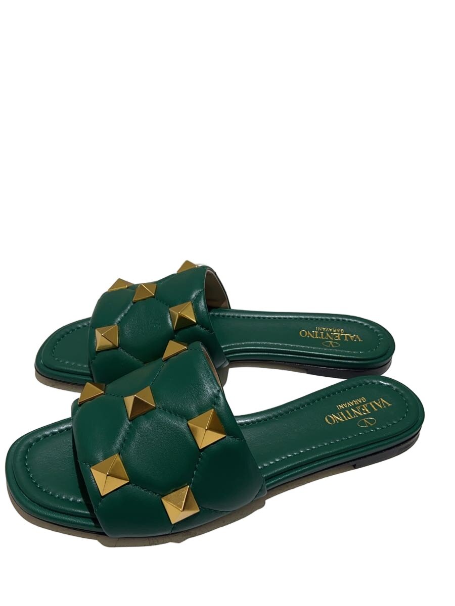 【中古】VALENTINO GARAVANI◆サンダル/37.5/GRN/なめし革【シューズ】