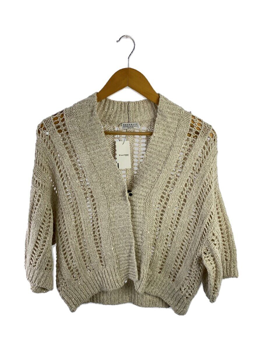 【中古】BRUNELLO CUCINELLI◆22ss/Open Knit Cardigan/XXS/リネン/BEG/222MCJ386906P【レディースお召しもの】