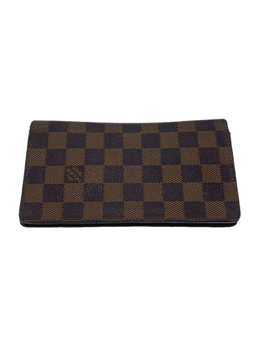 【中古】LOUIS VUITTON◆ポルト・カルト・クレディ・円_ダミエ・エベヌ_BRW/PVC/BRW/総柄/メンズ【服飾雑貨他】