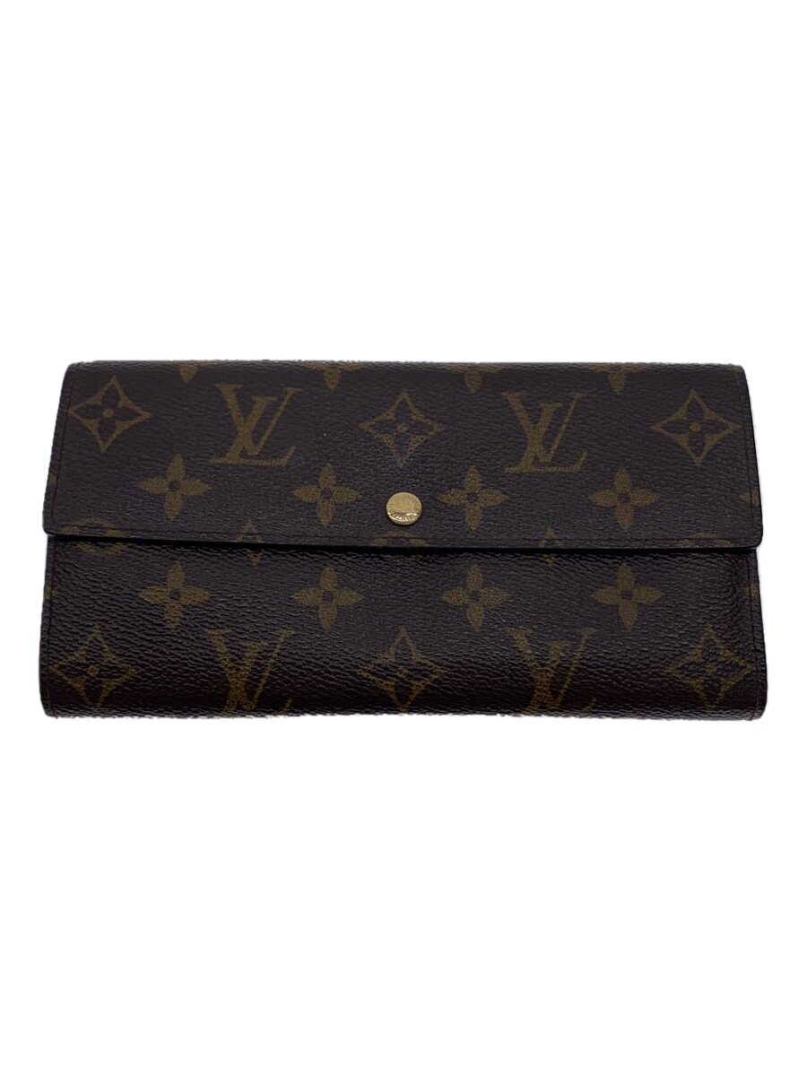【中古】LOUIS VUITTON◆1)ポルト・フォイユ・サラ_モノグラム・帆布_BRW/PVC/BRW/レディース【服飾雑貨他】