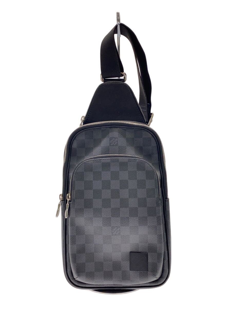 【中古】LOUIS VUITTON◆アヴェニュー・スリングバッグ_ダミエ・グラフィット/上半身御徒面子/BLK/総柄//【御徒面子】