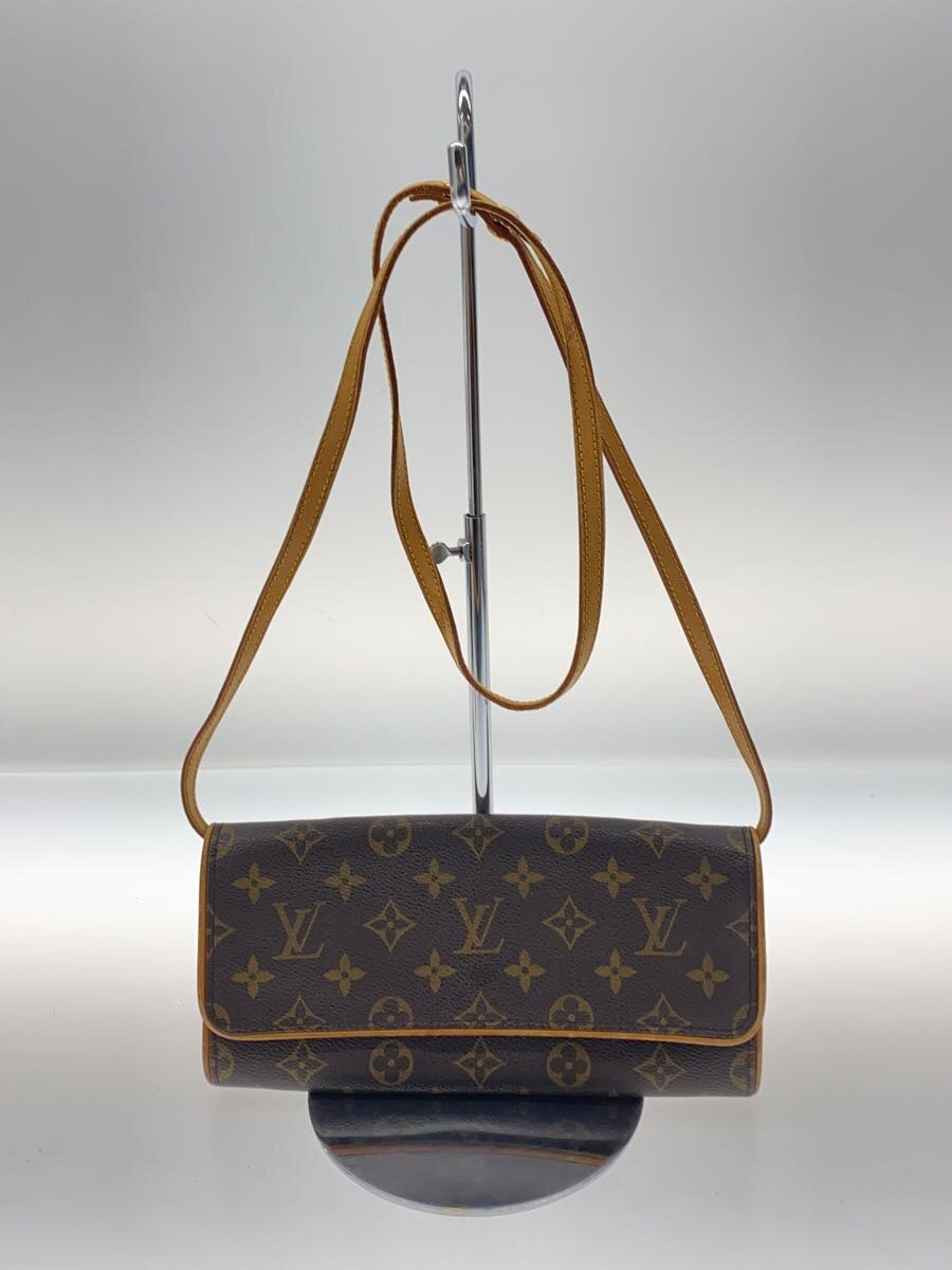 【中古】LOUIS VUITTON◆ポシェット・ツインPM_モノグラム・帆布_BRW/PVC/BRW/総柄//【御徒面子】