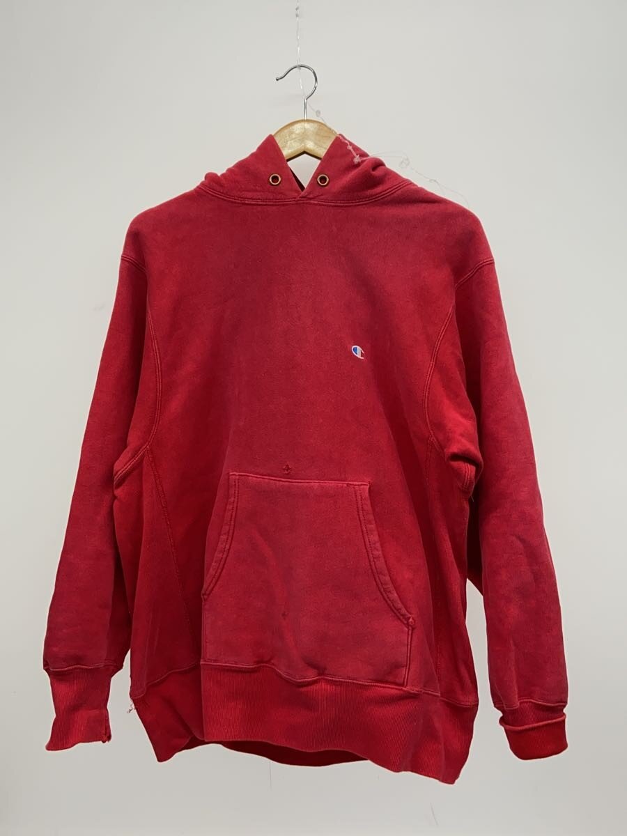 【中古】Champion◆90s/REVERSE WEAVE/USA製/袖目皆無/L/綿織物/RED/衣嚢上穴有【メンズウェア】