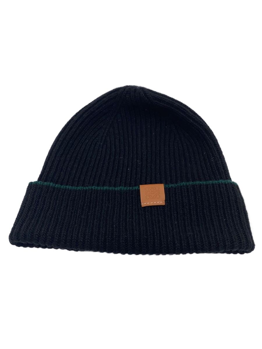 【中古】LOEWE◆ビーニー/編み物旗がしら/--/羊毛/BLK/レディース【服飾雑貨他】