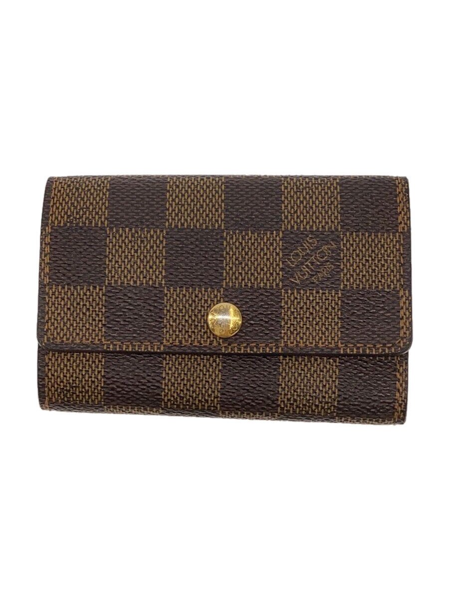 【中古】LOUIS VUITTON◆ポルト・モネ・プラ_ダミエ・エベヌ_BRW/PVC/BRW/メンズ【服飾雑貨他】