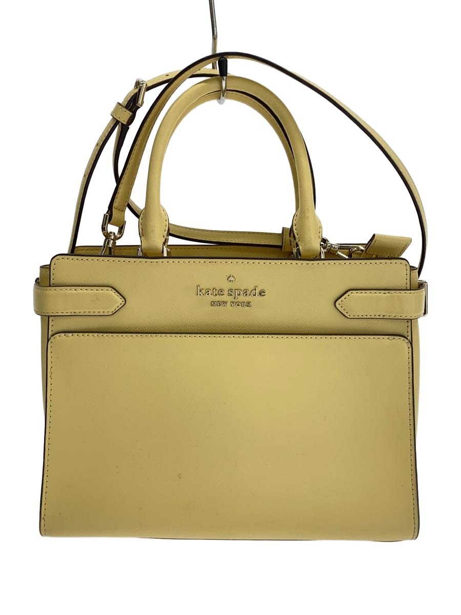 【中古】kate spade new york◆ハンドバック/なめし革/YLW/無地【御徒面子】