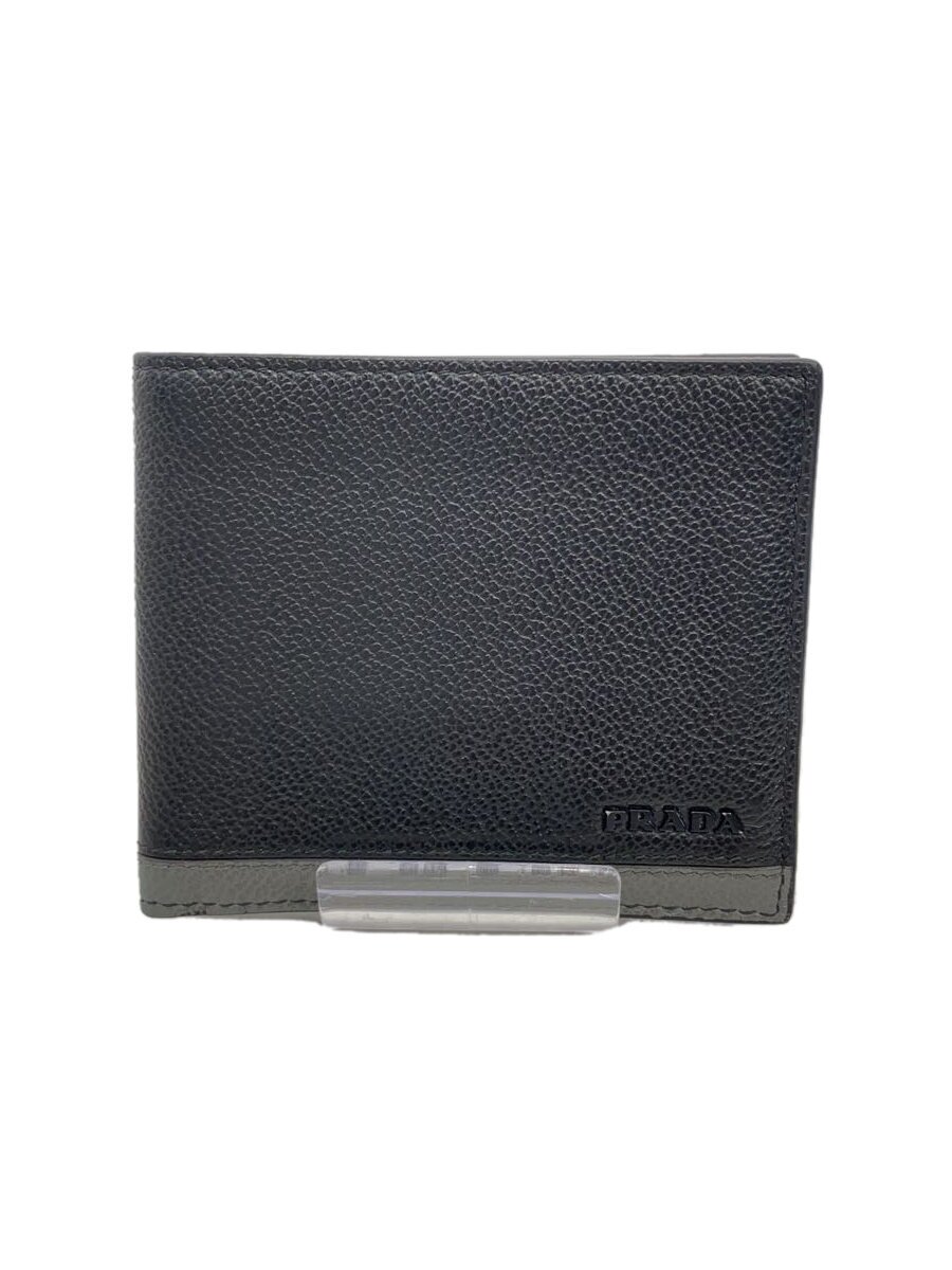 【中古】PRADA◆2つ折り紙入れ/--/GRY/無地/メンズ【服飾雑貨他】