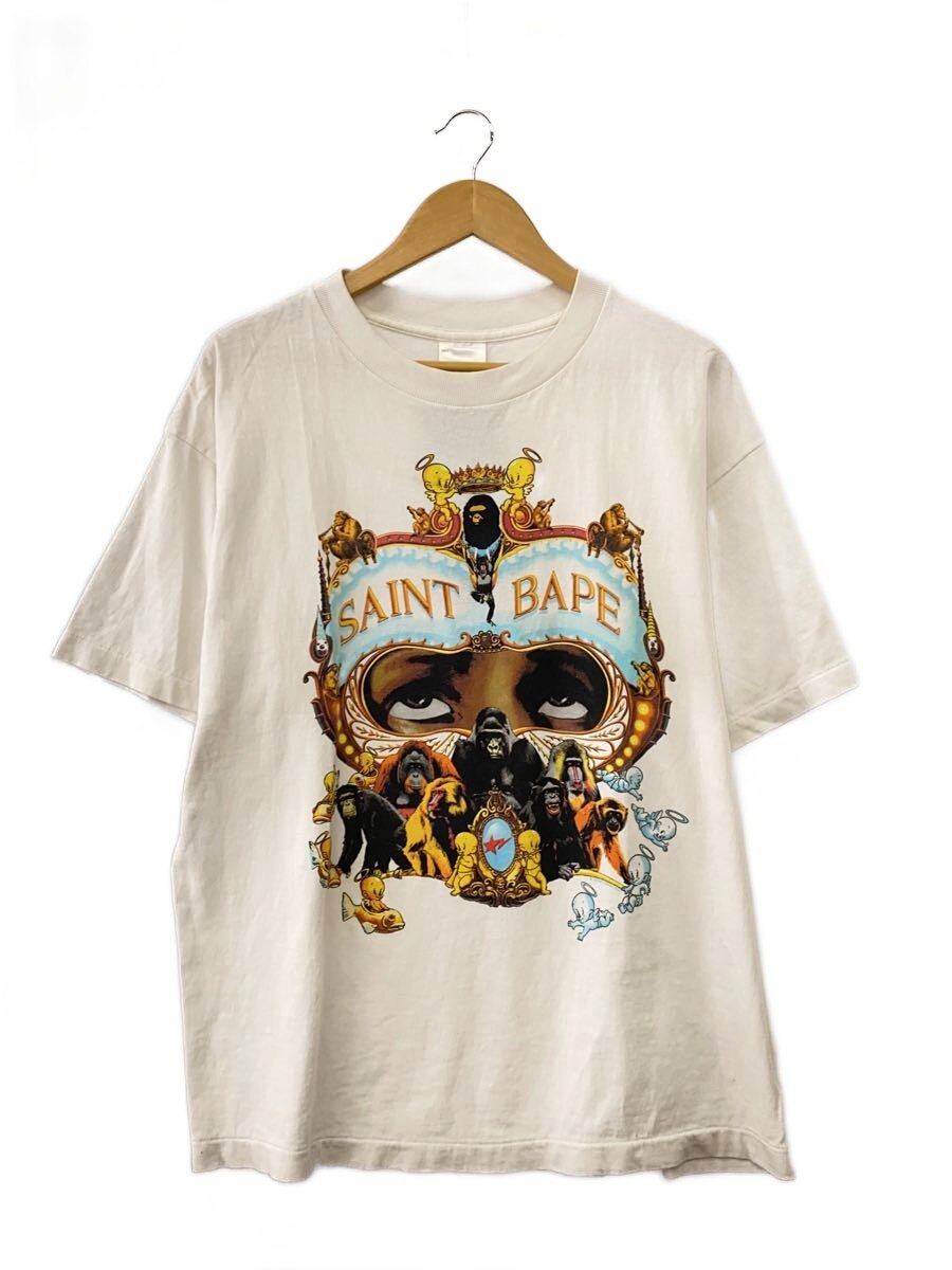 【中古】A BATHING APE◆BAPE_SS TEE/GENERATION ティーシャツ/L/WHT/刷り上げる/SM-HR1-0000-C36【メンズウェア】