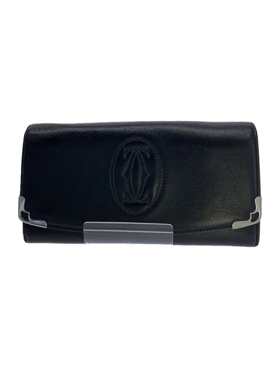 【中古】Cartier◆長紙入れ/なめし革/黒いこと/メンズ/l3001295//【服飾雑貨他】