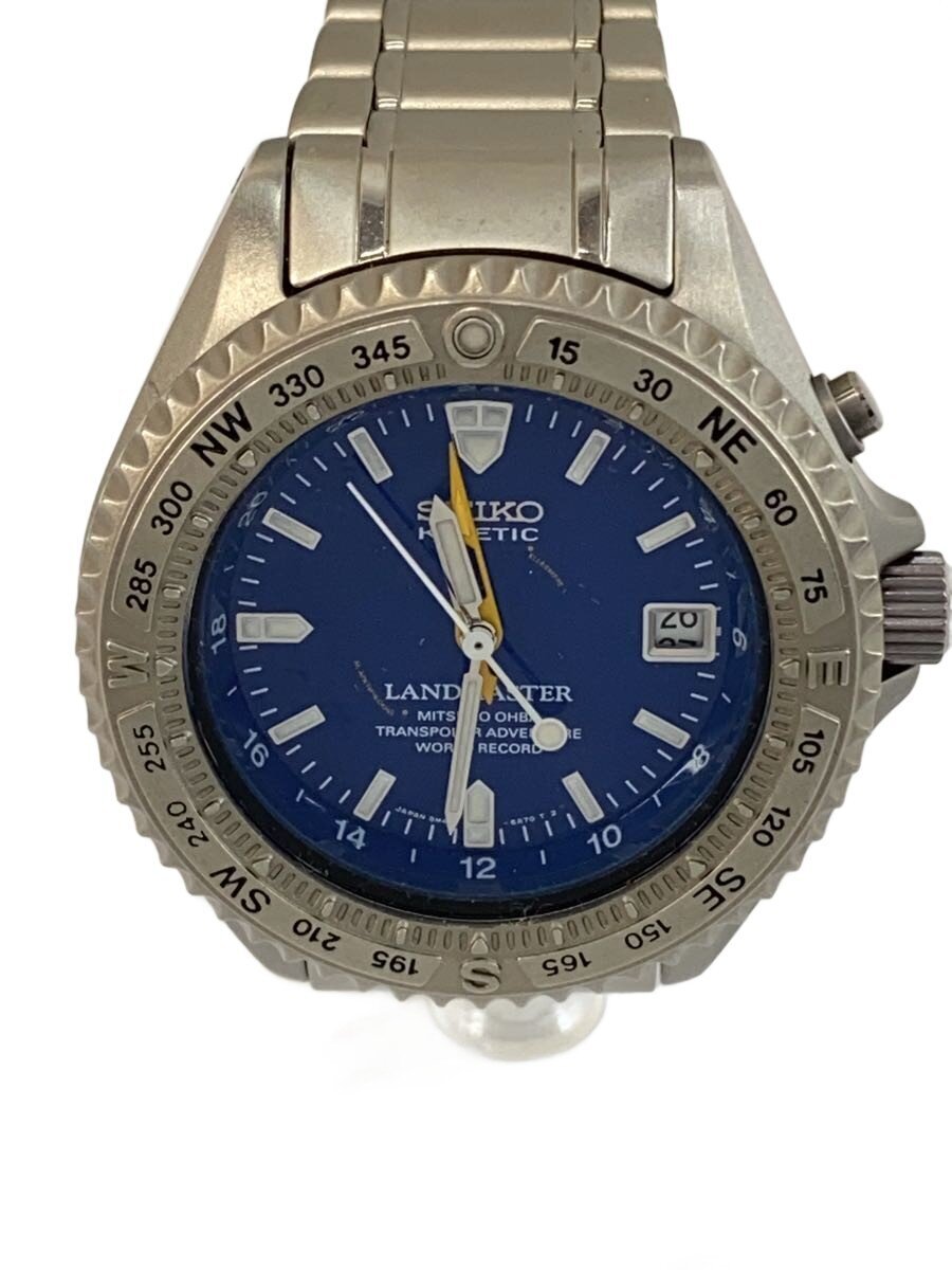 【中古】SEIKO◆自動小銃巻ウオッチ/アナログ/ステンレス鋼/青碧/しろがね色/SS/5M45-6A01/? NULL ?【服飾雑貨他】