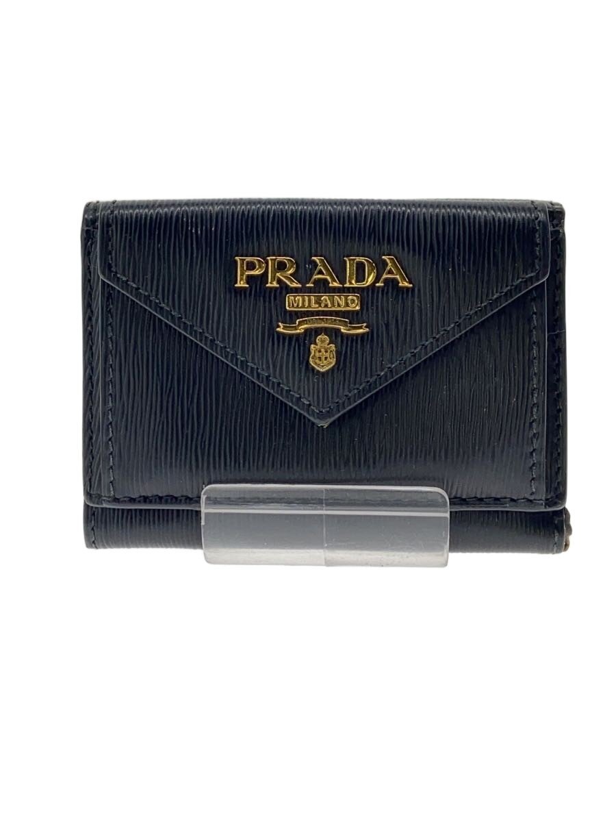 【中古】PRADA◆3つ折り銭入れ/なめし革/BLK/レディース/1MH021//【服飾雑貨他】