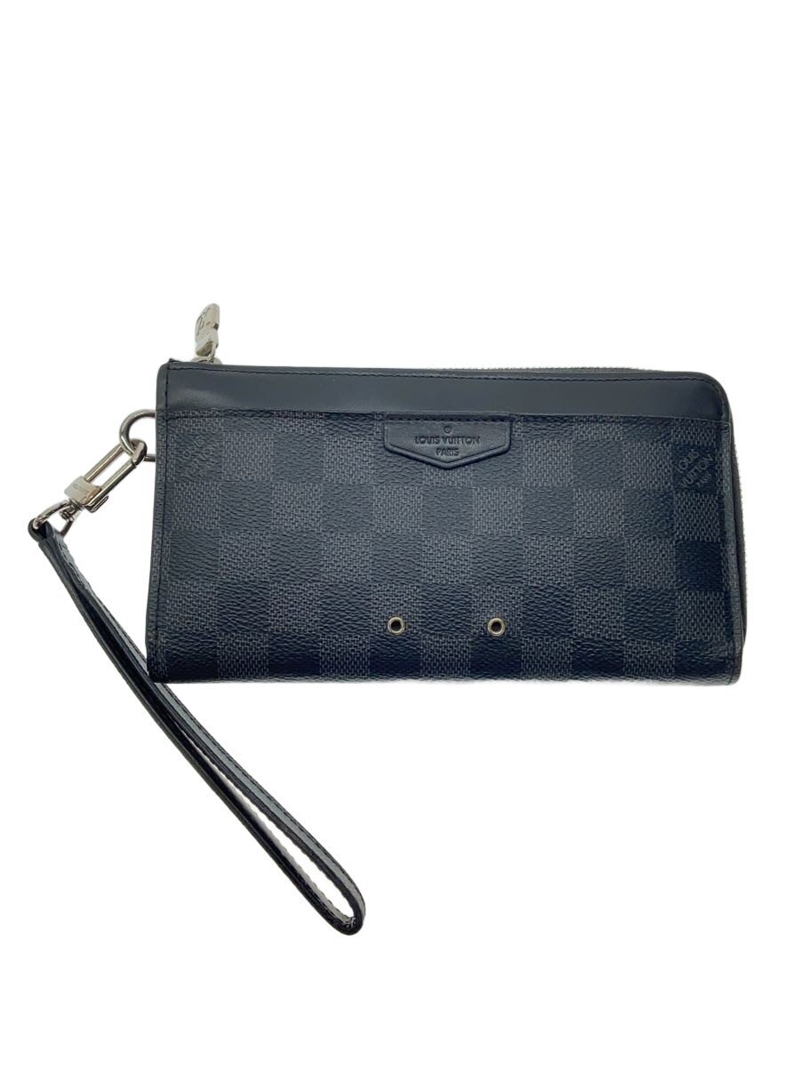 【中古】LOUIS VUITTON◆ジッピー・ドラゴンヌ_ダミエ・グラフィット/なめし革/BLK/メンズ【服飾雑貨他】
