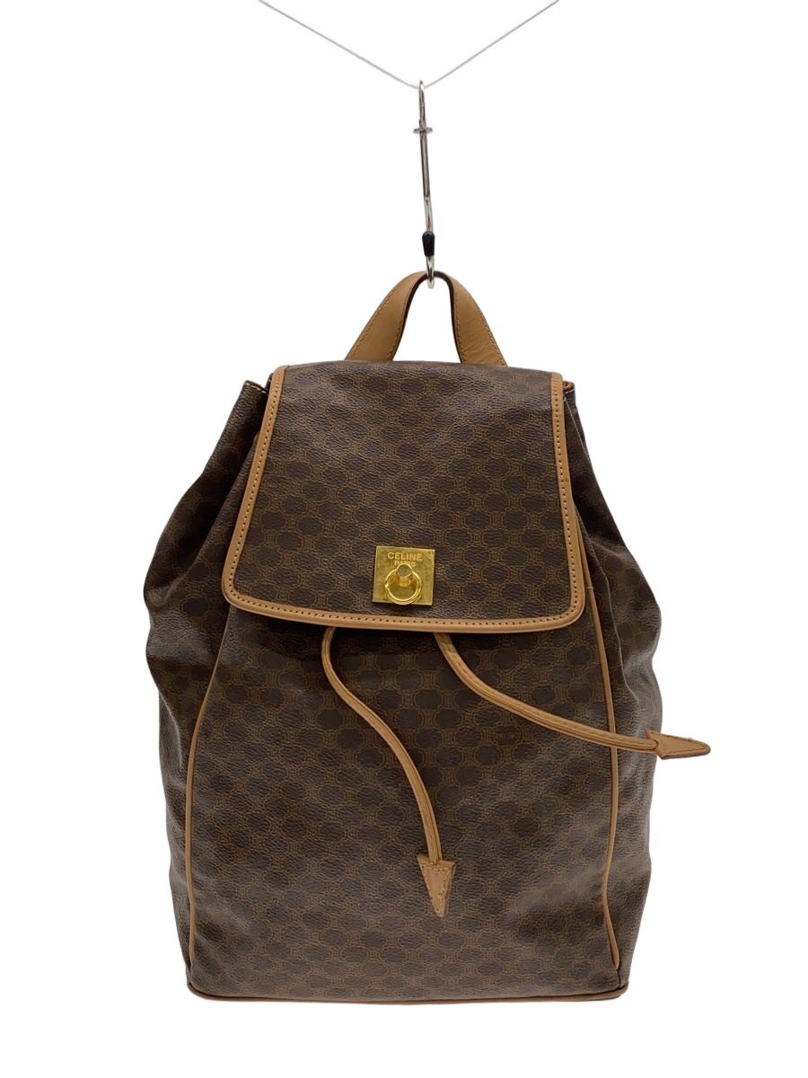 【中古】CELINE◆背嚢/PVC/BRW/総柄/マカダム柄【御徒面子】