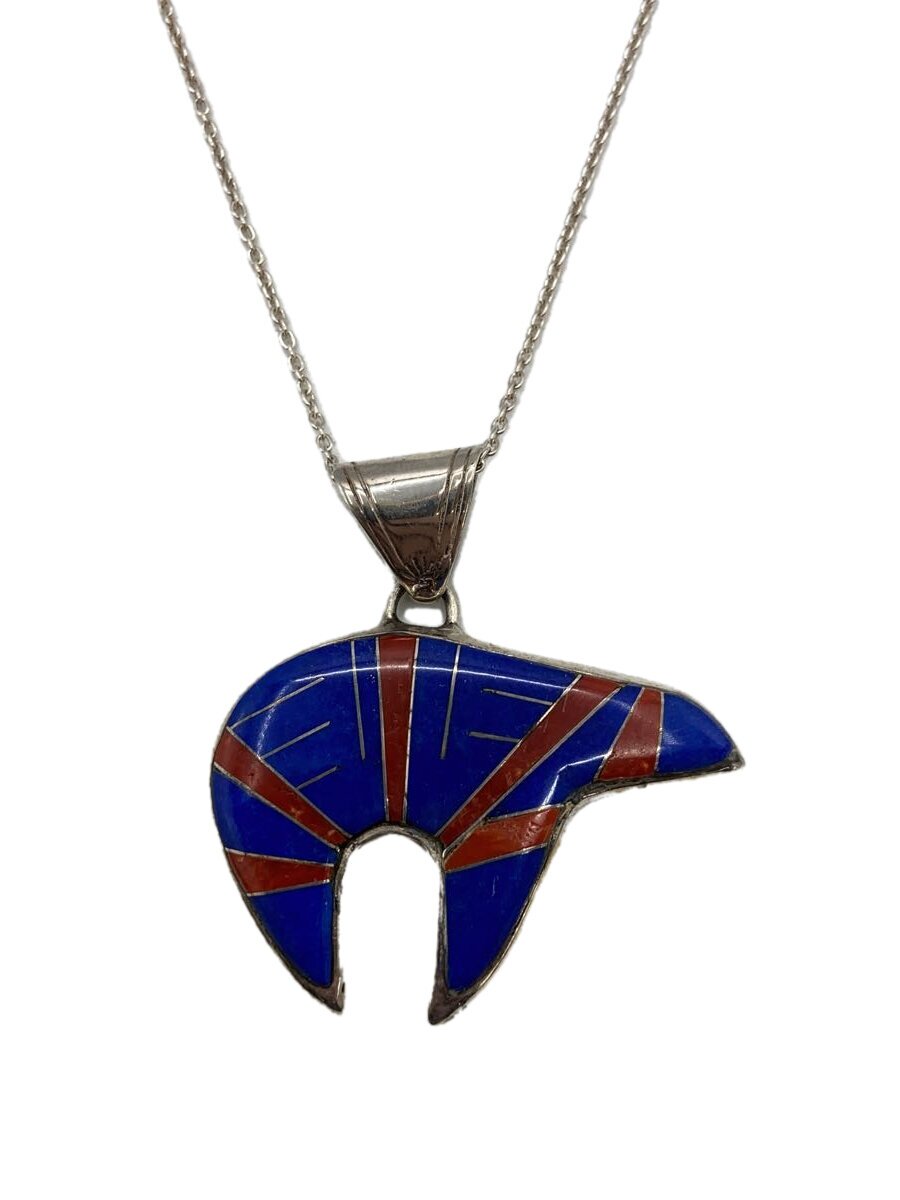 【中古】NAVAJO◆頸飾り/色合い石ころ/BLU/いの一番有/メンズ/gs目じるし/sterling/ラピスラズリ/コーラル【服飾雑貨他】