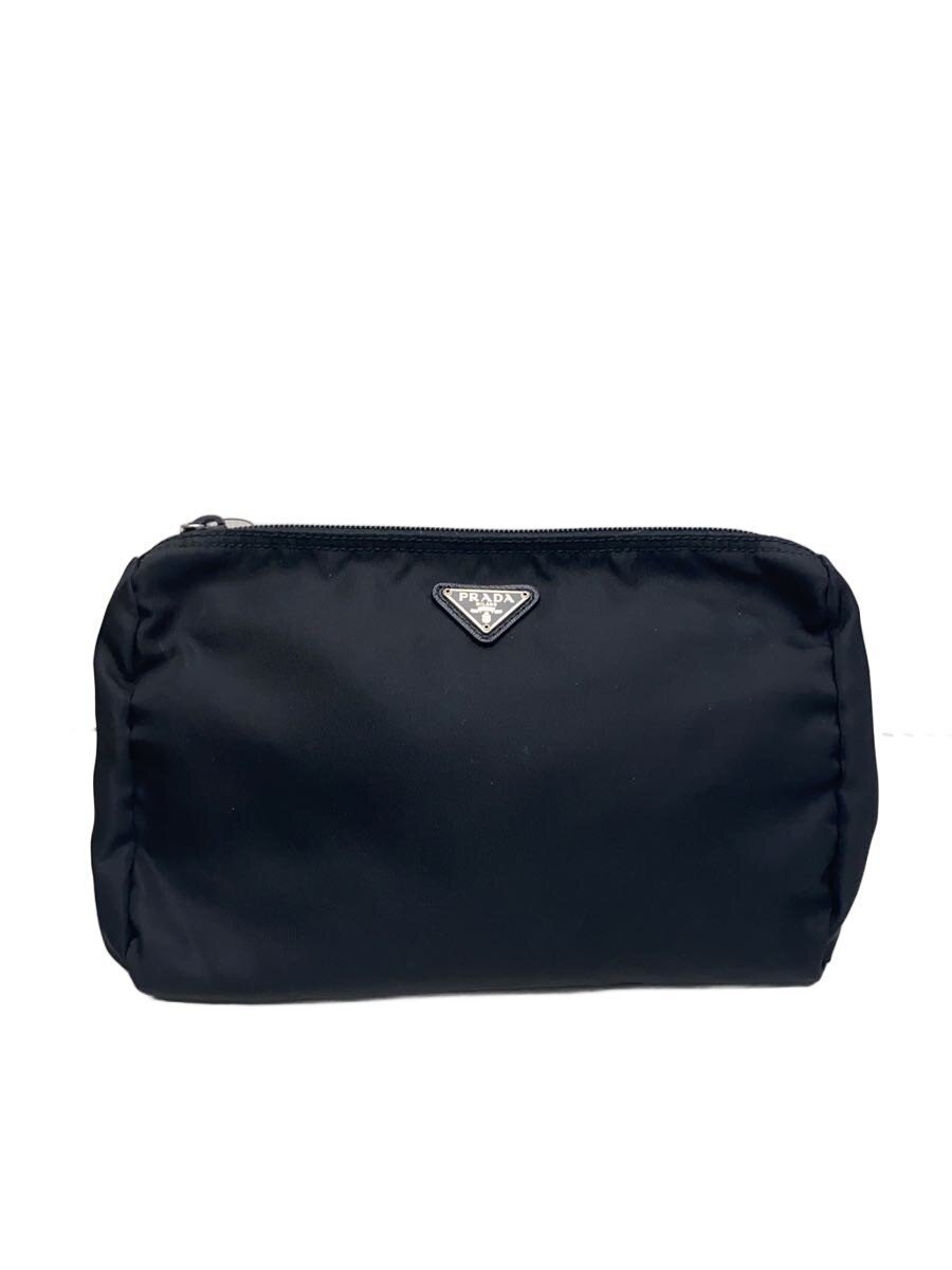 【中古】PRADA◆合切袋/ナイロン/BLK【御徒面子】