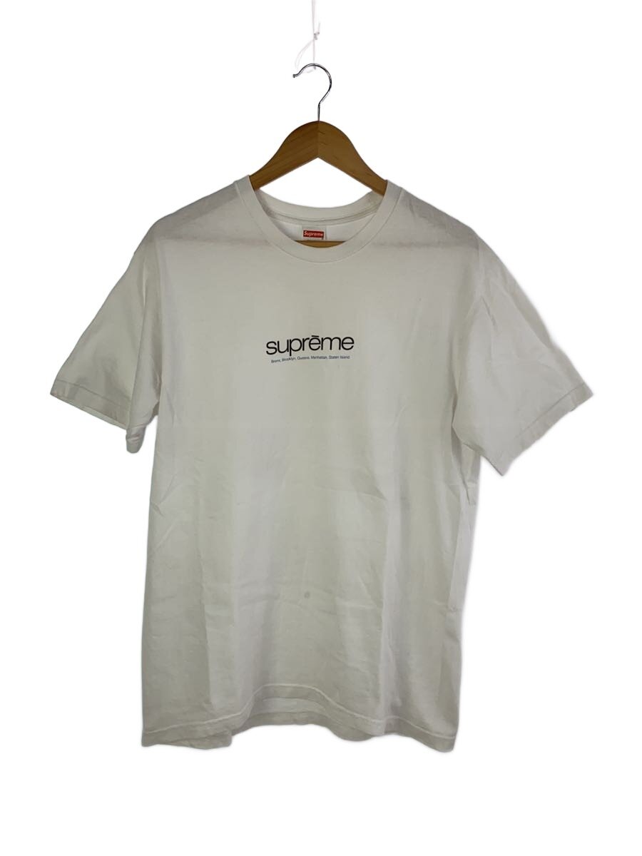 【中古】Supreme◆FIVE BOROUGHS TEE/プルオーバー/M/綿織物/WHT【メンズウェア】
