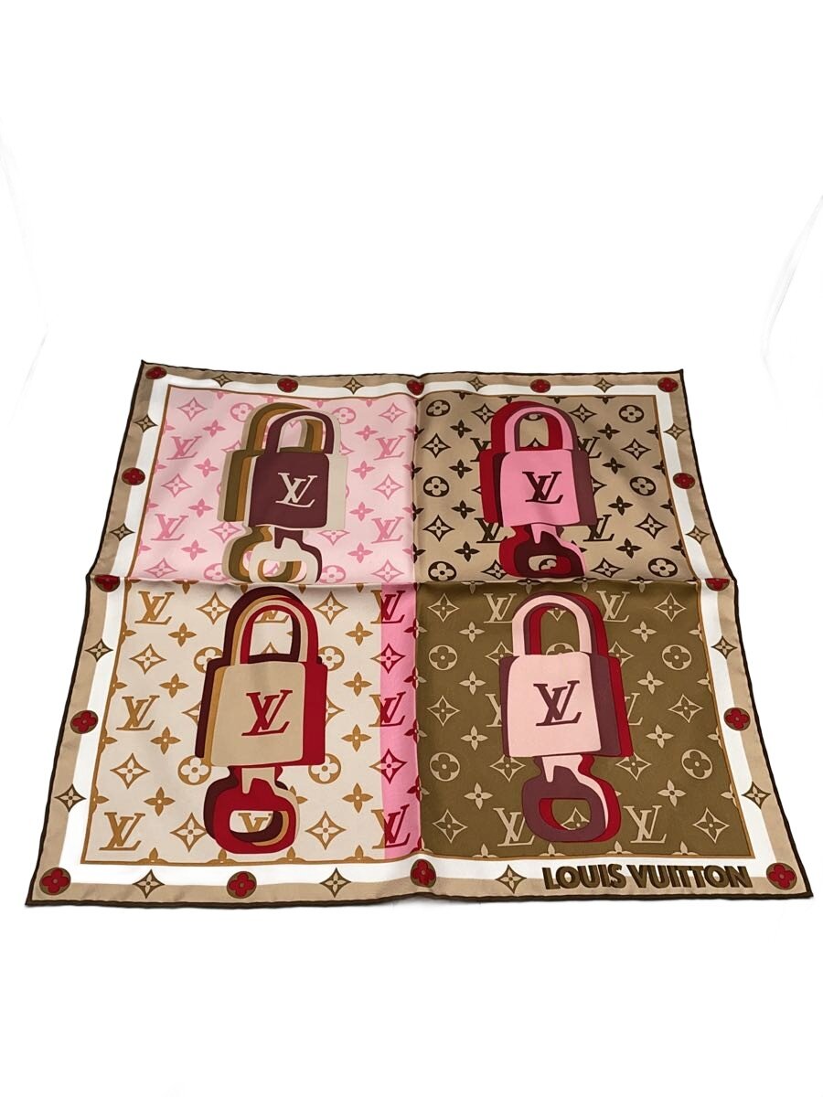 【中古】LOUIS VUITTON◆えり巻き/地絹/BRW/総柄/レディース/M78069【服飾雑貨他】