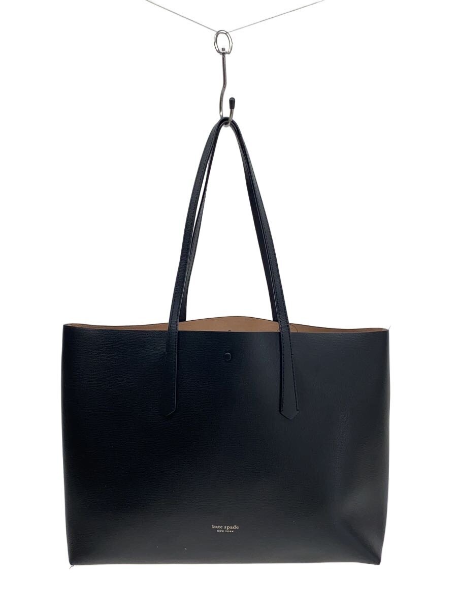 【中古】kate spade new york◆トートバッグ/なめし革/BLK【御徒面子】
