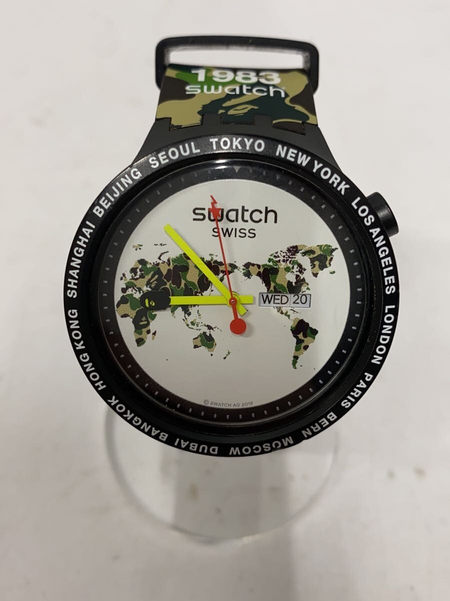【中古】SWATCH◆石英ウオッチ/アナログ/天然ゴム/緑であること/マルチ色つや【服飾雑貨他】
