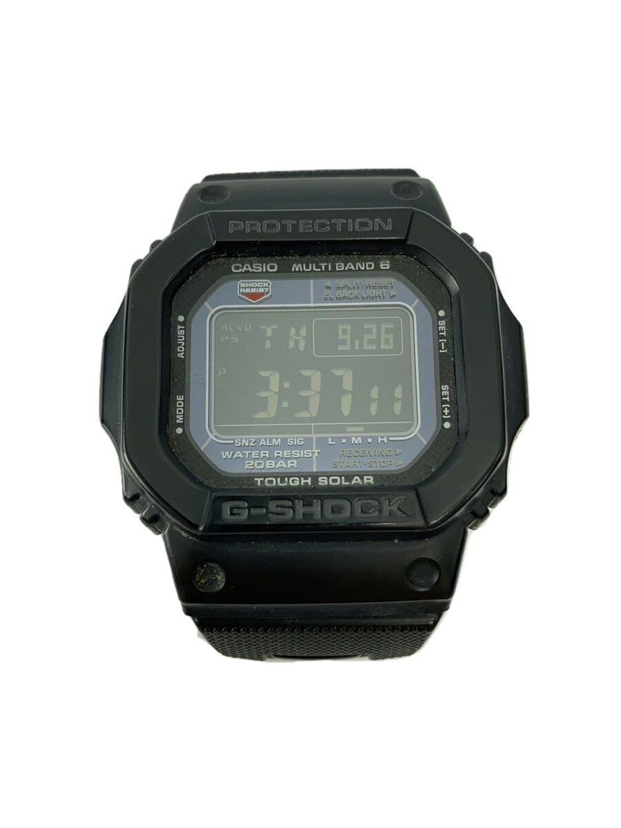 【中古】CASIO◆ソーラーウオッチ/デジタル/ステンレス鋼/BLK/BLK【服飾雑貨他】