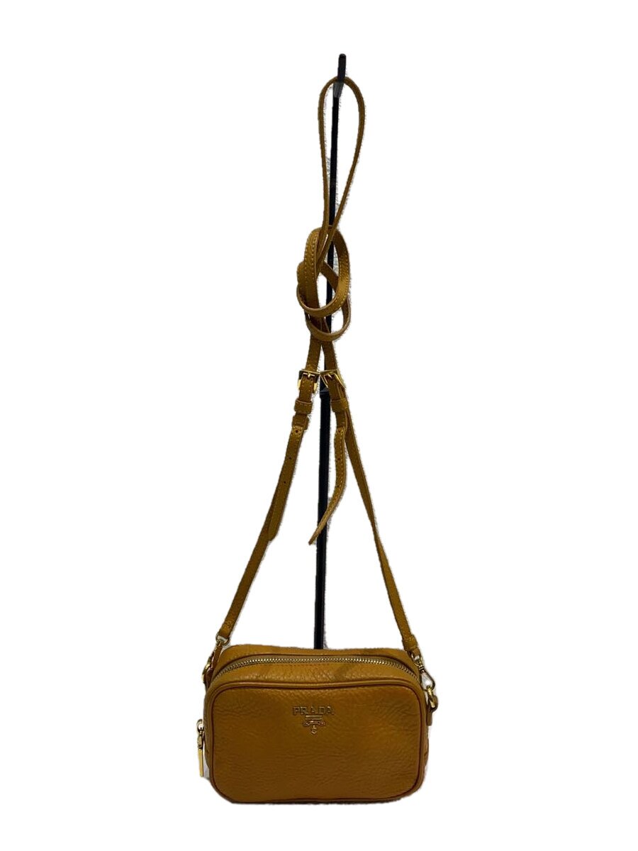 【中古】PRADA◆合切袋/なめし革/YLW/インチ1674/サフィアーノ ミニショルダーバッグ/擦れコバ欠けら有【御徒面子】