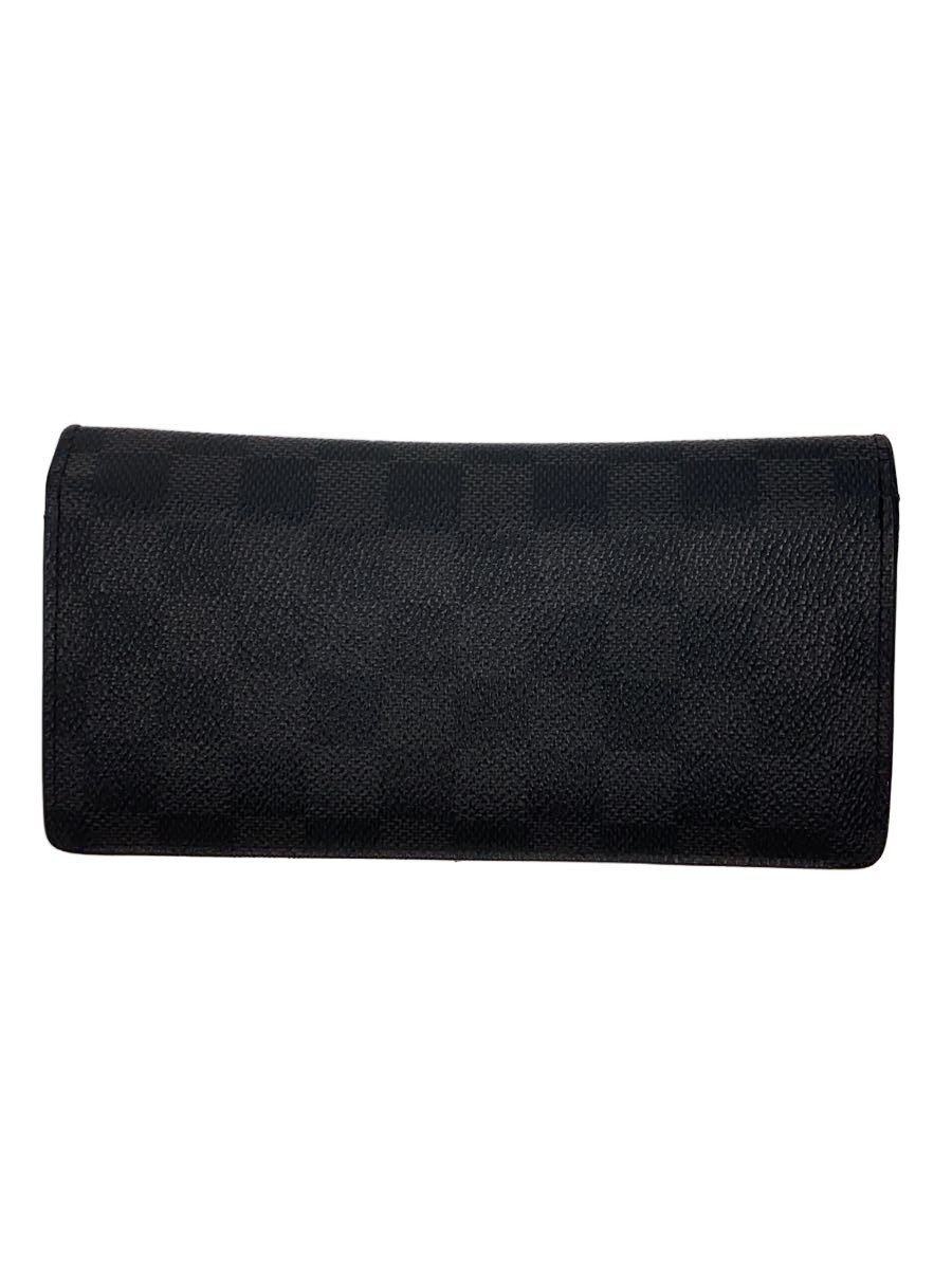 【中古】LOUIS VUITTON◆ポルト・フォイユ・ブラザ_ダミエ・グラフィット/PVC/BLK/メンズ【服飾雑貨他】